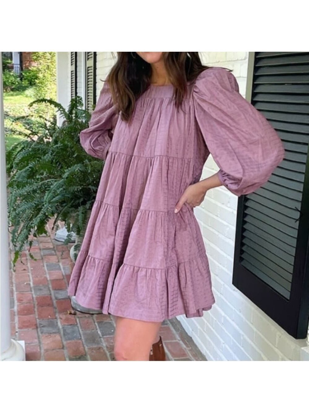 Summersalt The Tiered Mini Dress in PLUM Size Medium
